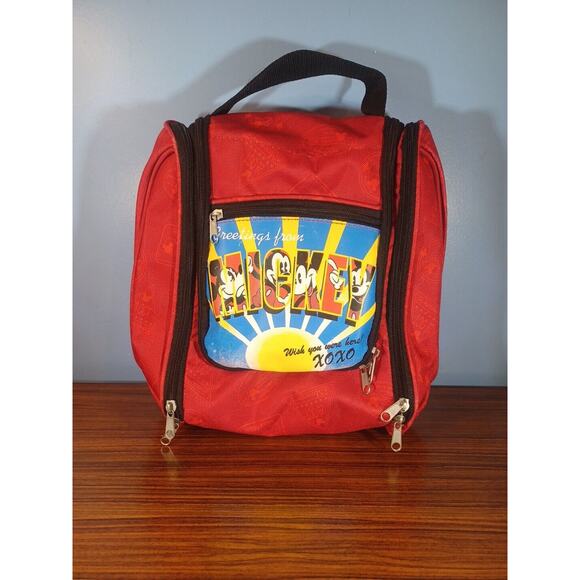 Disney Red Mickey Mouse Cooler Lunch Bag Family Size Multi Compartment Pockets - Picture 2 of 13